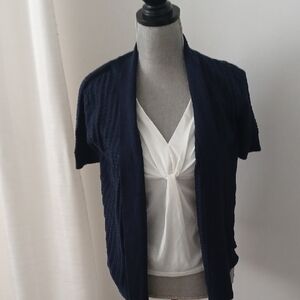 Ladies FRED David  2 Piece Look Sweater TOP navy & white NWT PS